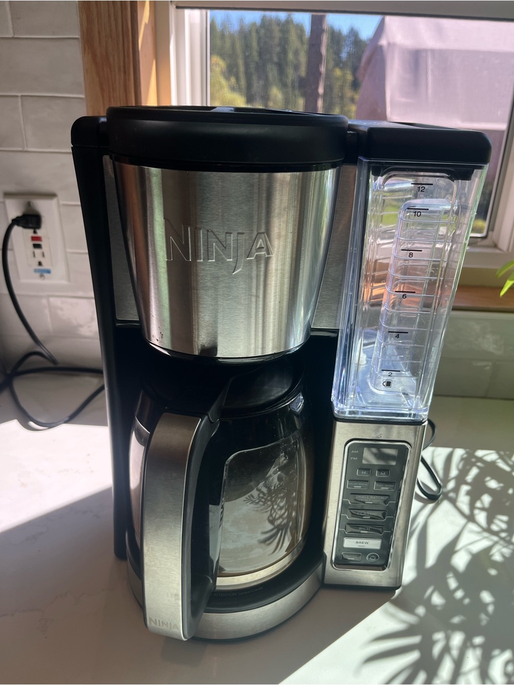 Ninja Black and Silver Drip Coffee Maker with Glass Carafe